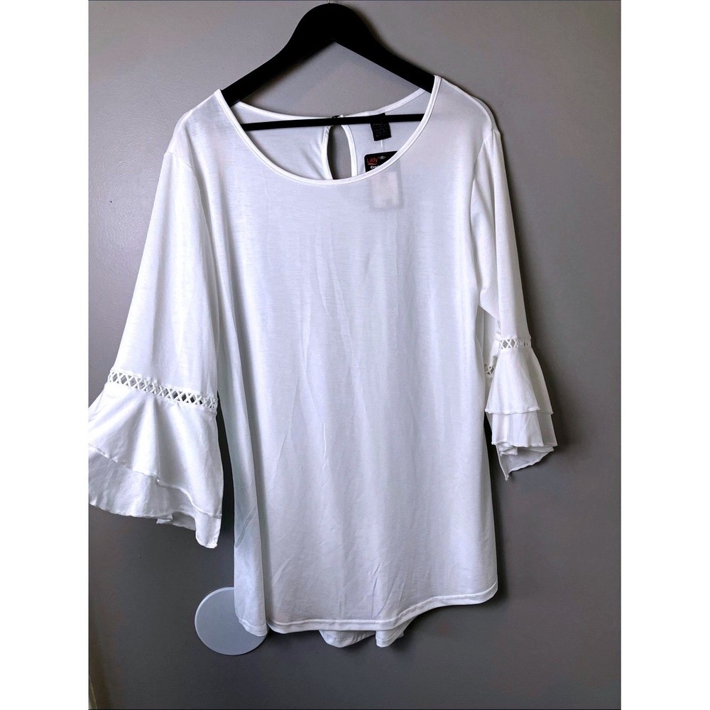 NWT White Bell Sleeve Scoop Neck Witchy Pirate Renaissance Top Size Large/ XL